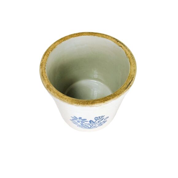 Antique Vintage Country Glazed Stoneware Crock Hand Painted Flowers Gallon Size - Picture 7 of 8